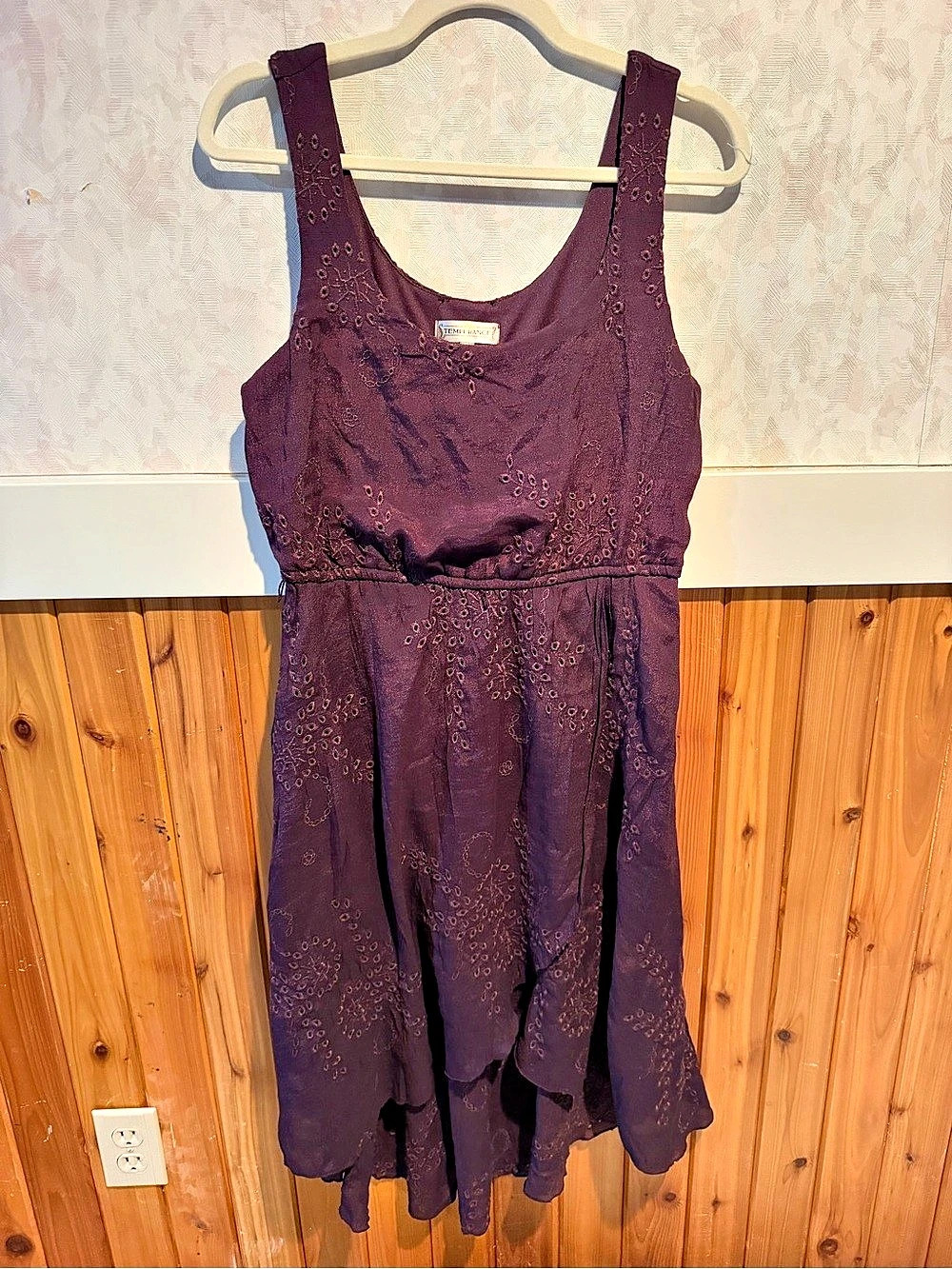 Temperance Eyelet Mini Dress in Purple Size Medium